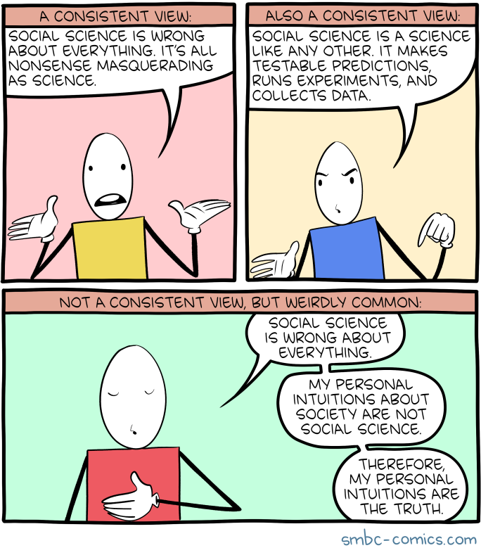 A three panel comic by SMBC. In the first panel, 